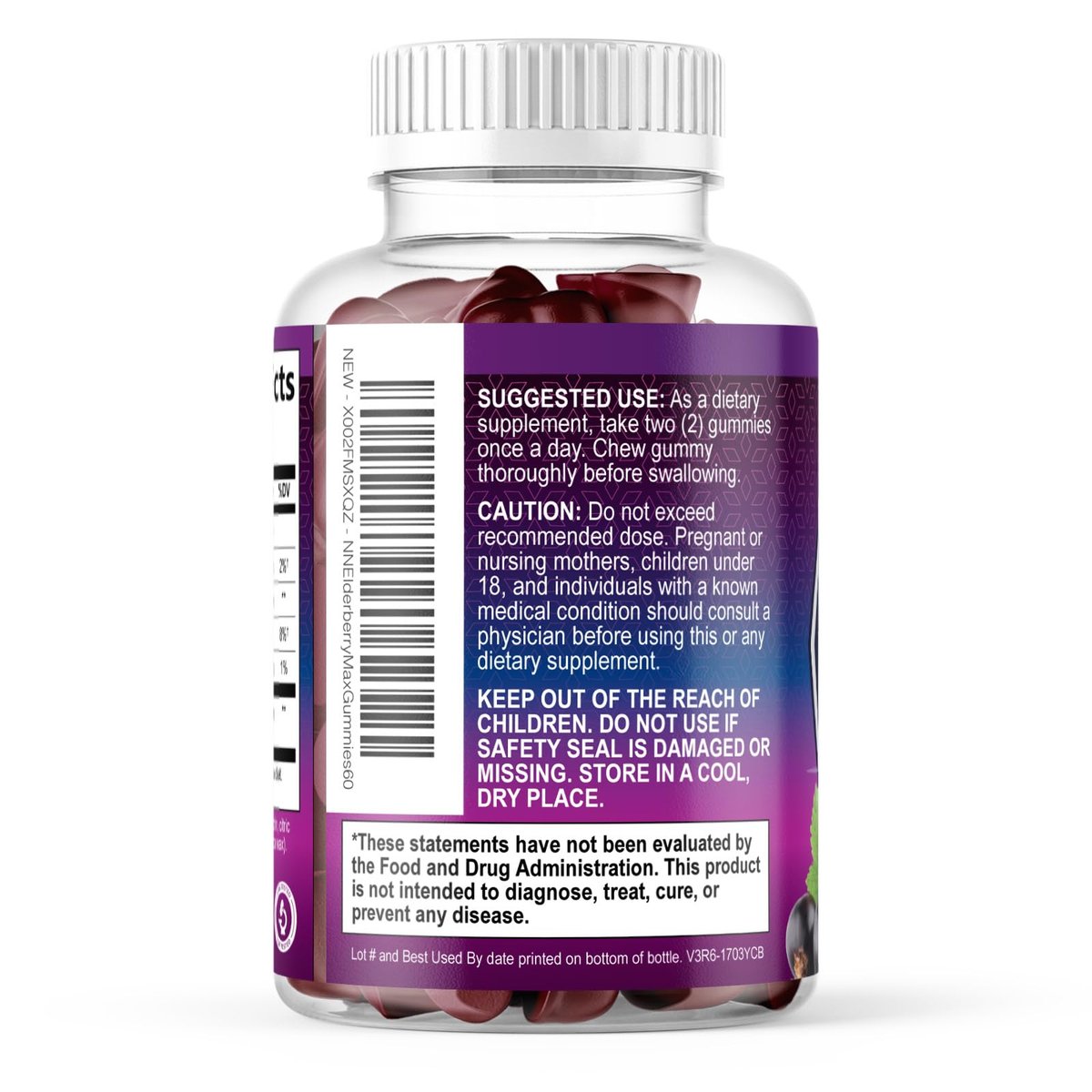 Holunder Gummibärchen zur Immununterstützung – Holunderextrakt Sambucus Nigra – Schwarzer Holunder Vitaminpräparat – Natürliche, tägliche Immununterstützung für Kinder & Erwachsene – Leckerer Beerengeschmack – 60 Gummibärchen