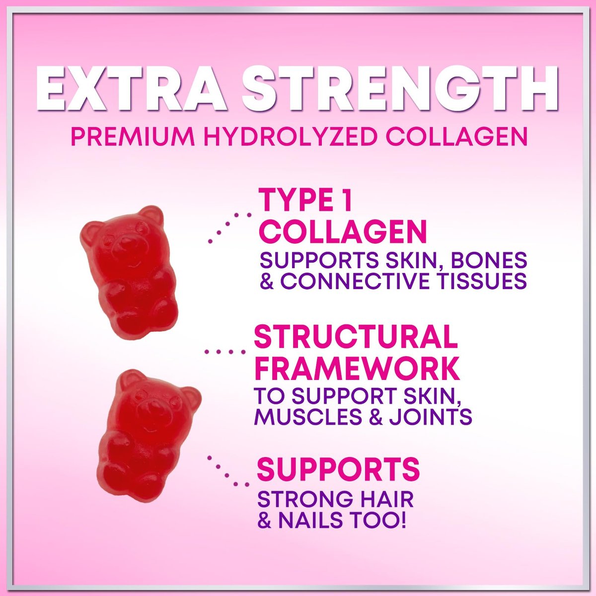 Hello Lovely! Kollagen-Gummibärchen für Haarwachstum - 2500 mcg D-Biotin pro Portion - Hydrolysierte Kollagenpeptide Typ I, III - Vitamin C & Zink - Unterstützung für Haut, Nägel & Gelenke für Frauen & Männer - Beerengeschmack, 60 Gummibärchen