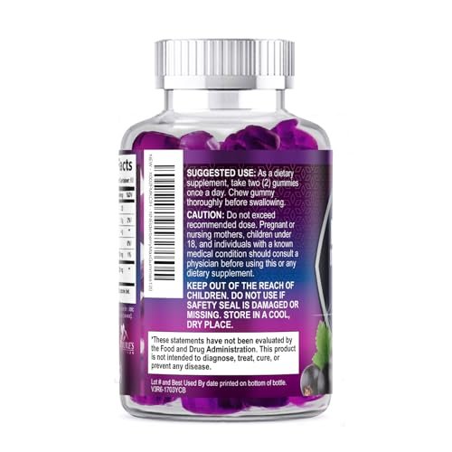 Holunder Gummis für Immununterstützung – Holunderextrakt Sambucus Nigra – Schwarzer Holunder Vitaminergänzung – Natürliche, tägliche Immununterstützung für Kinder & Erwachsene – Leckerer Beerengeschmack – 120 Gummis