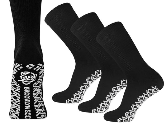 3 Paar Anti-Rutsch Diabetiker Socken, nicht einschnürend, therapeutische Baumwoll-Greifersocken (Schwarz, Größe 13-15)