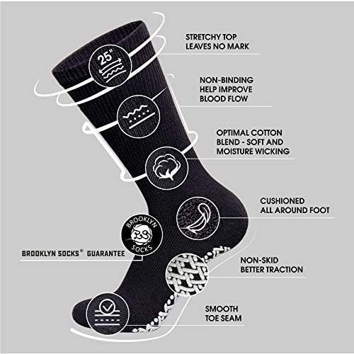 3 Paar Anti-Rutsch Diabetiker Socken, nicht einschnürend, therapeutische Baumwoll-Greifersocken (Schwarz, Größe 13-15)