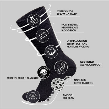 3 Paar Anti-Rutsch Diabetiker Socken, nicht einschnürend, therapeutische Baumwoll-Greifersocken (Schwarz, Größe 13-15)