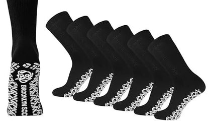 6 Paar Anti-Rutsch Diabetiker Socken, nicht einschnürend, therapeutische Baumwoll-Greifsocken (Schwarz, Größe: 10-13)