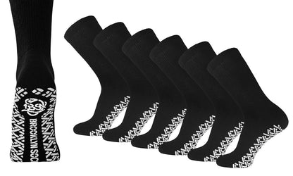 6 Paar Anti-Rutsch Diabetiker Socken, nicht einschnürend, therapeutische Baumwoll-Greifsocken (Schwarz, Größe: 10-13)