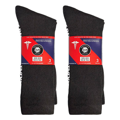 6 Paar Anti-Rutsch Diabetiker Socken, nicht einschnürend, therapeutische Baumwoll-Greifsocken (Schwarz, Größe: 10-13)