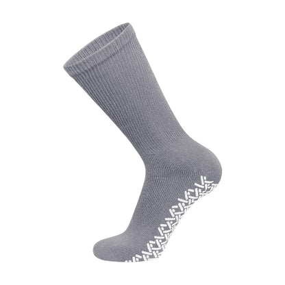 3 Paar Anti-Rutsch Diabetiker Socken, Baumwoll-Griff Socken mit weitem Bündchen (Grau, Größe 10-13)