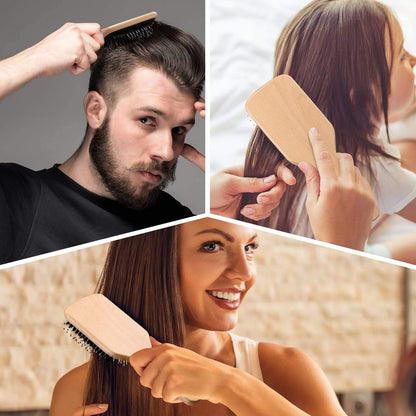 Haarbürste, Sosoon Wildschweinborsten-Paddle-Bürste für langes, kurzes, dickes, dünnes, lockiges, glattes, welliges, trockenes Haar für Männer, Frauen, Kinder – Keine Verfilzungen mehr, inkl. Geschenkbox und Stielkamm