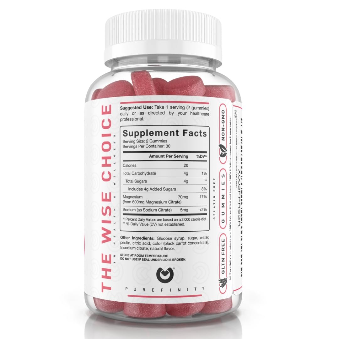 PUREFINITY Ballaststoff-Gummis für Erwachsene mit Inulin-FOS aus Chicorée-Wurzel, Zuckerfreies Präbiotikum für tägliche Verdauung & Verstopfungslinderung – Non-GMO, Vegan, 60 Stück