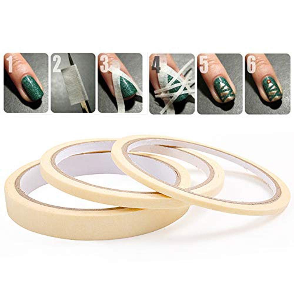 Bellecrey 3er-Set Nagelkunst-Klebeband, 20 m pro Rolle, 3/5/12 mm, French-Tip-Maskierbänder