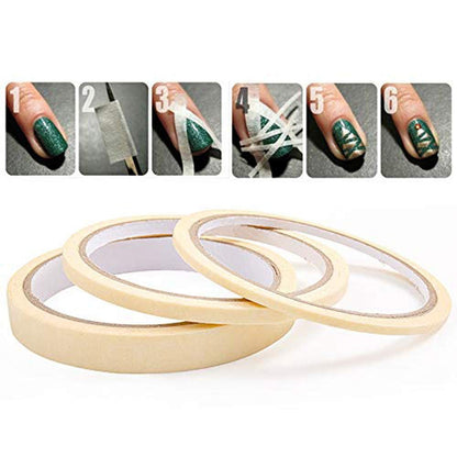 Bellecrey 3er-Set Nagelkunst-Klebeband, 20 m pro Rolle, 3/5/12 mm, French-Tip-Maskierbänder