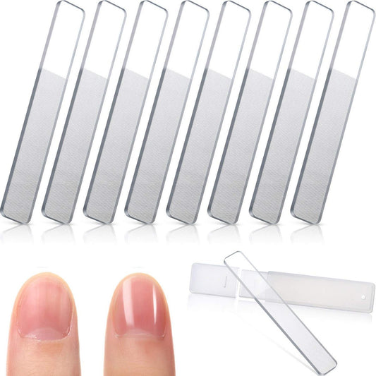 8-teiliges Nano Shiner Feilen Set aus Glas – Kristall-Nagelfeilen mit Aufbewahrungsbox für natürliche Nägel