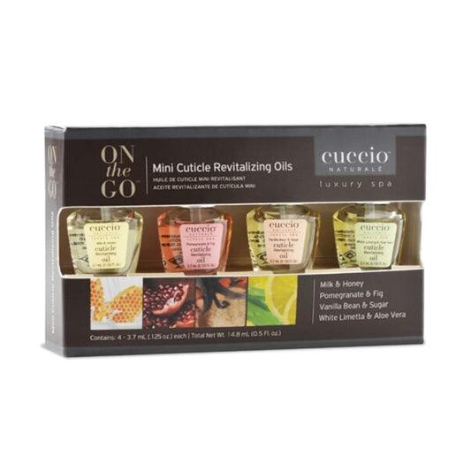 Cuccio Naturale Mini Cuticle Revitalizing Oils – Winterpflege für trockene Nagelhaut & Nägel, 4er-Set parfümfreie Nagelöle