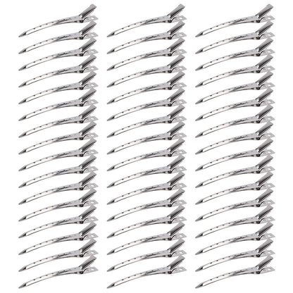 Hedume 200 Stück Entenschnabel-Haarclips mit Löchern, 3,5 Zoll rostfreie Metall-Alligator-Lockenclips für Salon und Frauen Mädchen Schleifen DIY Zubehör
