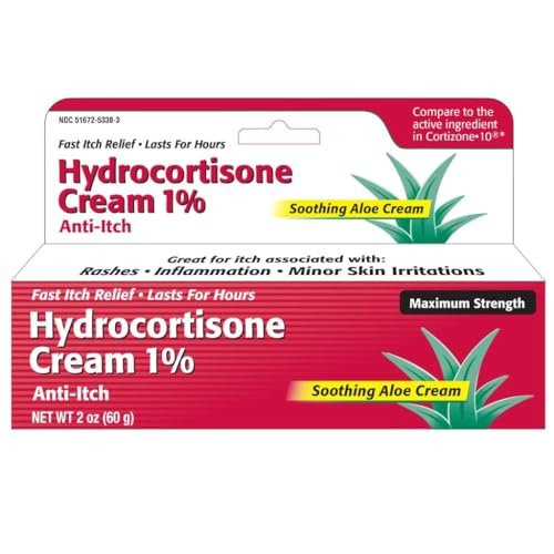 Taro Hydrocortison Creme 1% mit beruhigendem Aloe Vera (2 Fl Oz) - Schnell wirkende maximale Stärke gegen Juckreiz bei Ekzemen, Psoriasis, Hautausschlägen, Nesselsucht, Insektenstichen & gereizter Haut, farbstofffrei
