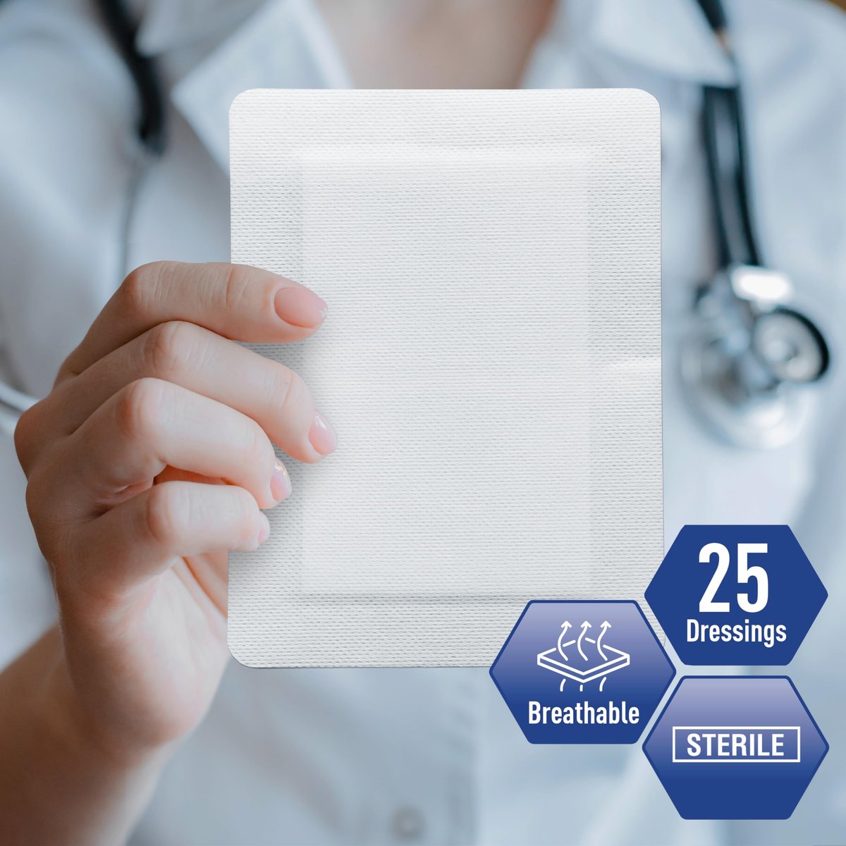 MED PRIDE Haftverband sterile Wundauflage, große Gaze-Pads, saugfähig, atmungsaktiv, latexfrei, einzeln verpackt (15 x 20 cm)