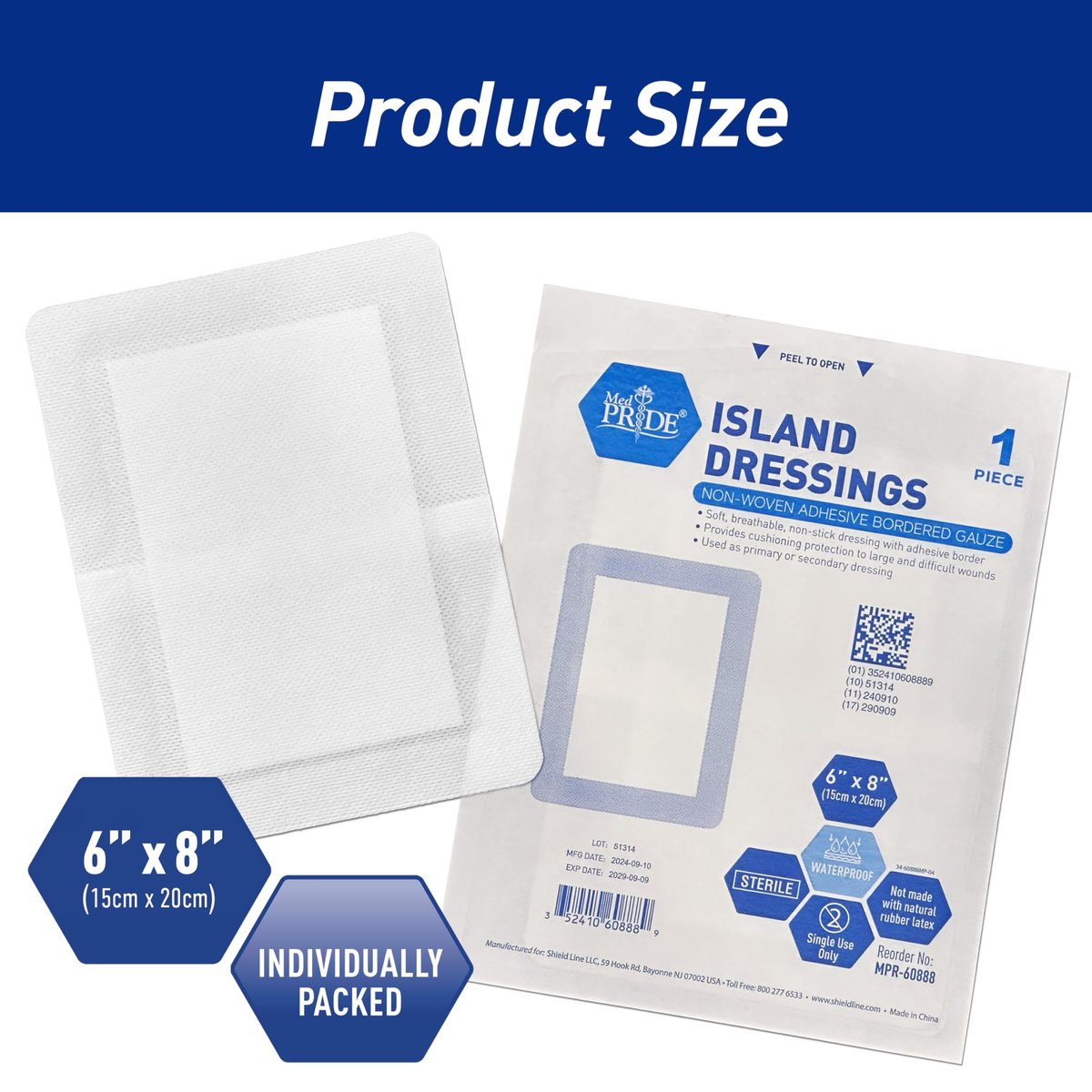 MED PRIDE Haftverband sterile Wundauflage, große Gaze-Pads, saugfähig, atmungsaktiv, latexfrei, einzeln verpackt (15 x 20 cm)