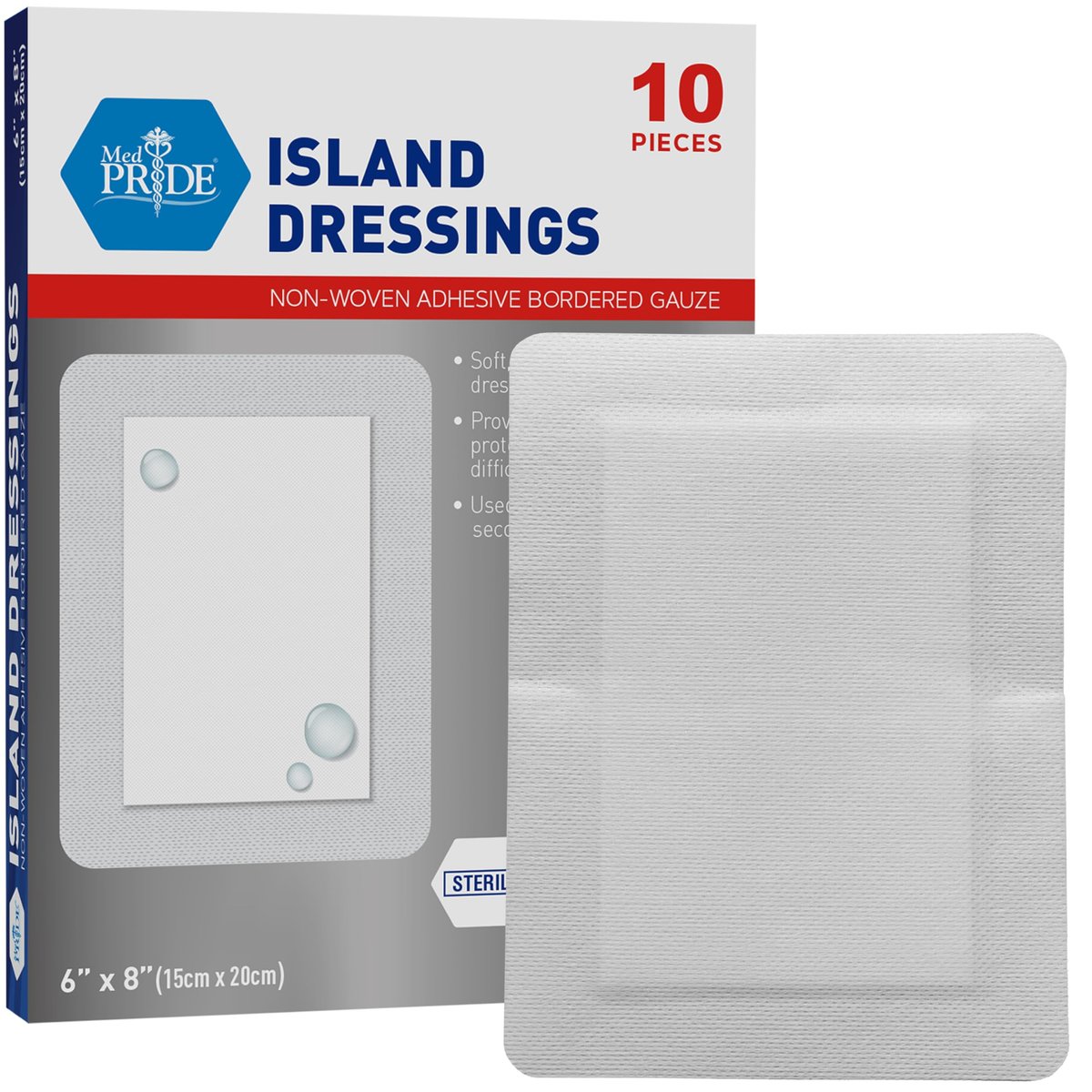 MED PRIDE Haftverband sterile Wundauflage, große Gaze-Pads, saugfähig, atmungsaktiv, latexfrei, einzeln verpackt (15 x 20 cm)