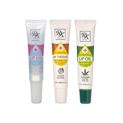Ruby Kisses Hydrating Lip Oil Clear RLO01 – Feuchtigkeitsspendendes Lippenöl mit Kakaobutter und Hanfsamenöl (3er Set)