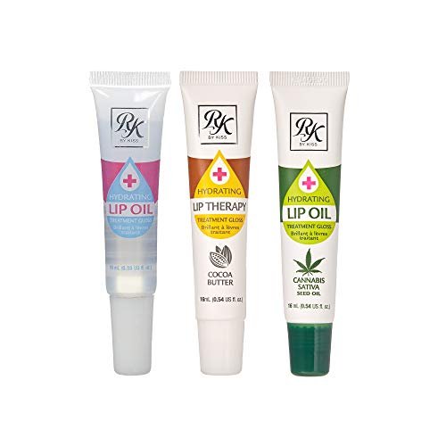 Ruby Kisses Hydrating Lip Oil Clear RLO01 – Feuchtigkeitsspendendes Lippenöl mit Kakaobutter und Hanfsamenöl (3er Set)