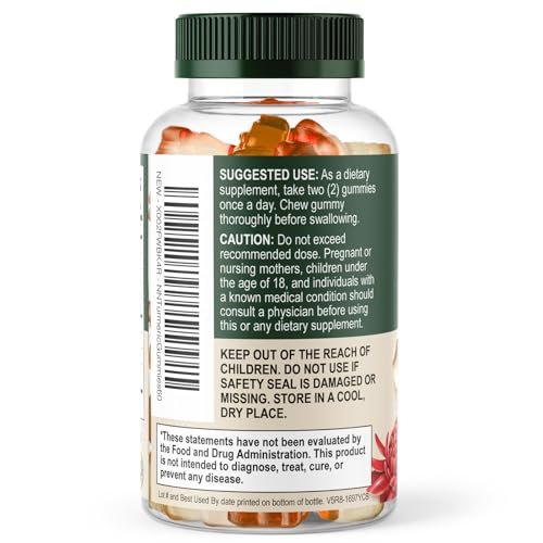 Turmeric Curcumin Gummis – 95% Curcuminoide mit Ingwer & schwarzem Pfeffer, vegane Gelenkunterstützung, nicht-GVO, glutenfrei, leckerer Pfirsichgeschmack – 60 Gummis