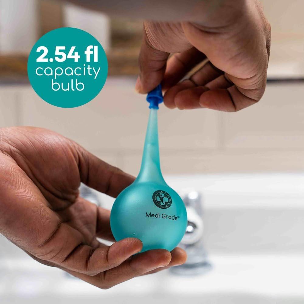 Medi Grade Ohrenspritze 75ml (2,54 fl oz) – Quad Stream Ohrspritze zur Ohrenspülung – Sanftes Ohrenschmalz-Entfernungswerkzeug – Ohrspritze Ohrenschmalz – mit reisefreundlichem Ohrenreinigungs-Set