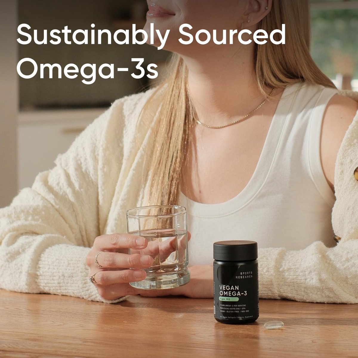 Sports Research Vegane Omega-3 Algenöl Kapseln - Höchste Konzentration an veganen DHA & EPA Fettsäuren | Non-GMO getestet & vegan zertifiziert - 60 vegane Softgels (ohne Carrageen)