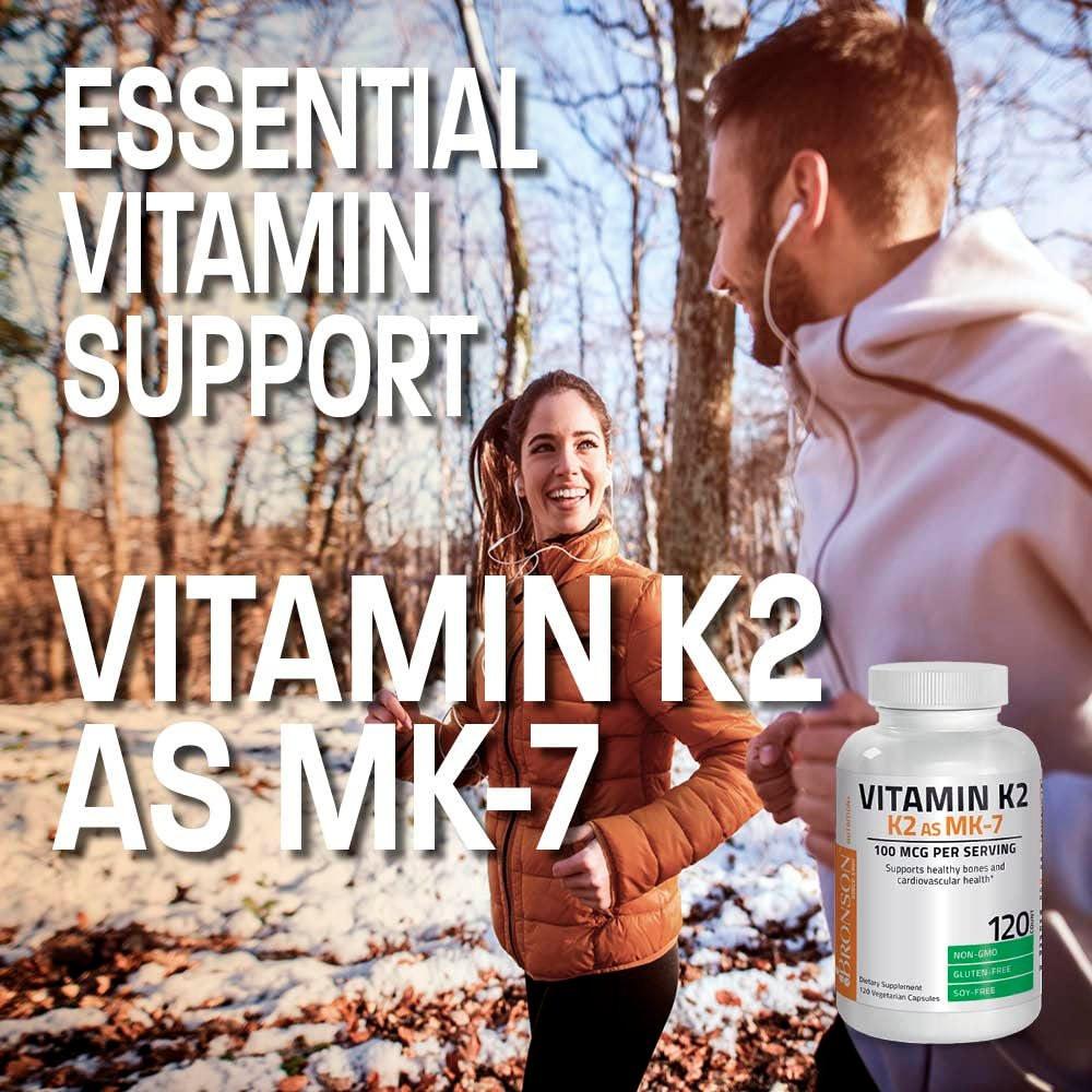 Bronson Vitamin K2 als MK-7 Menaquinon 100 mcg, 60 Kapseln – Non-GMO