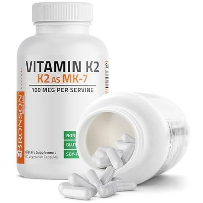 Bronson Vitamin K2 als MK-7 Menaquinon 100 mcg, 60 Kapseln – Non-GMO