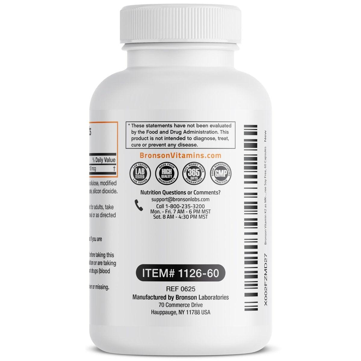 Bronson Vitamin K2 als MK-7 Menaquinon 100 mcg, 60 Kapseln – Non-GMO