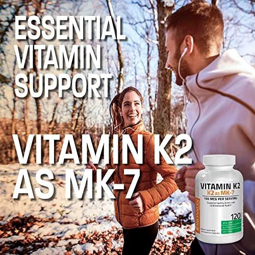 Bronson Vitamin K2 als MK-7 Menaquinon 100 mcg, 60 Kapseln – Non-GMO
