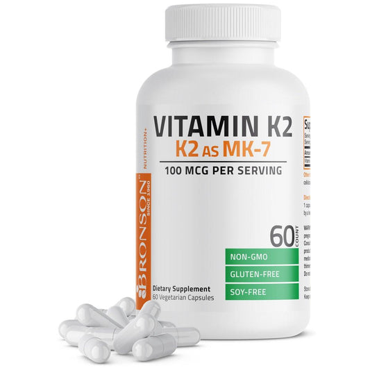 Bronson Vitamin K2 als MK-7 Menaquinon 100 mcg, 60 Kapseln – Non-GMO
