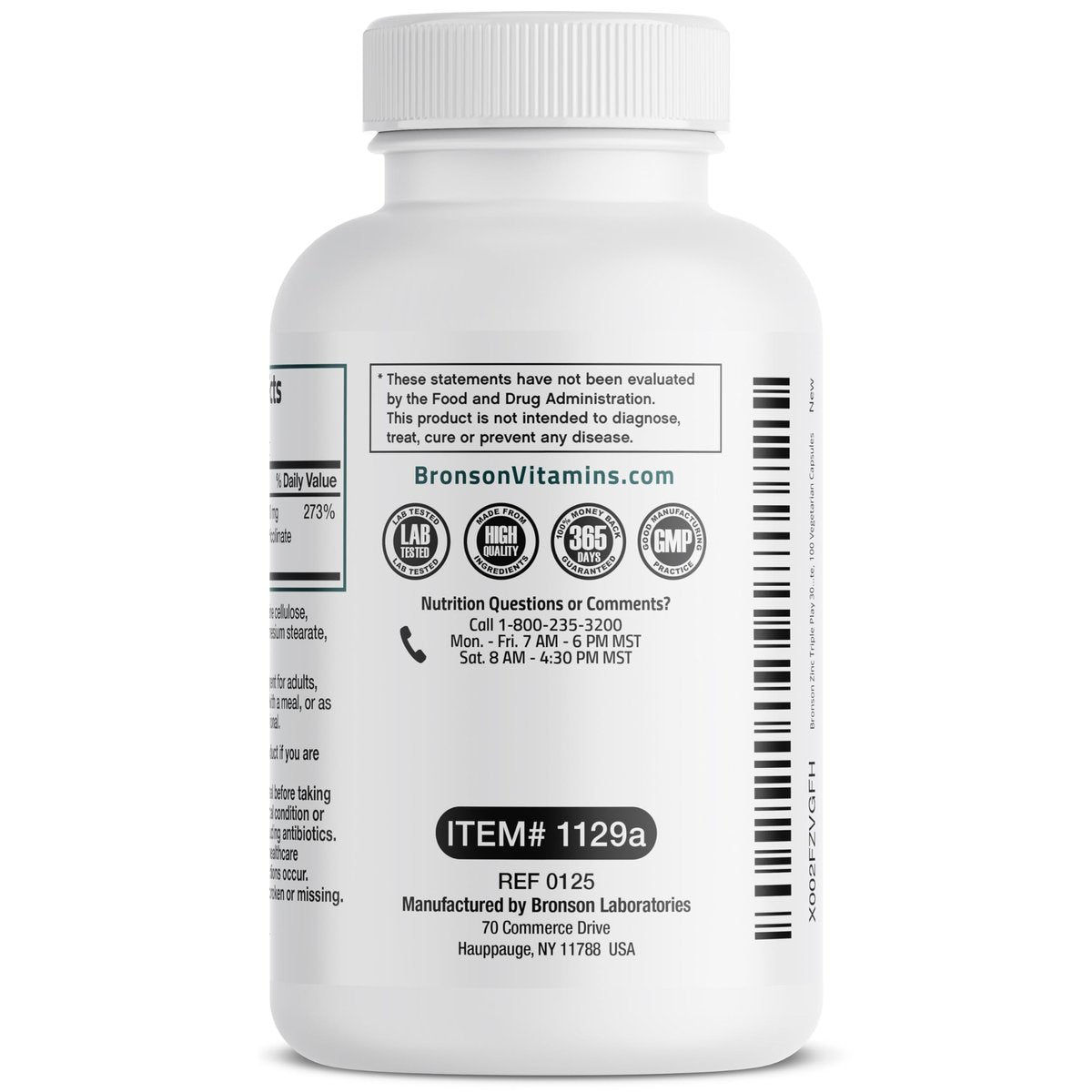 Bronson Zinc Triple Play 30 mg – Dreifache Immununterstützung mit Zinkacetat, Picolinat & Orotat – 100 vegane Kapseln