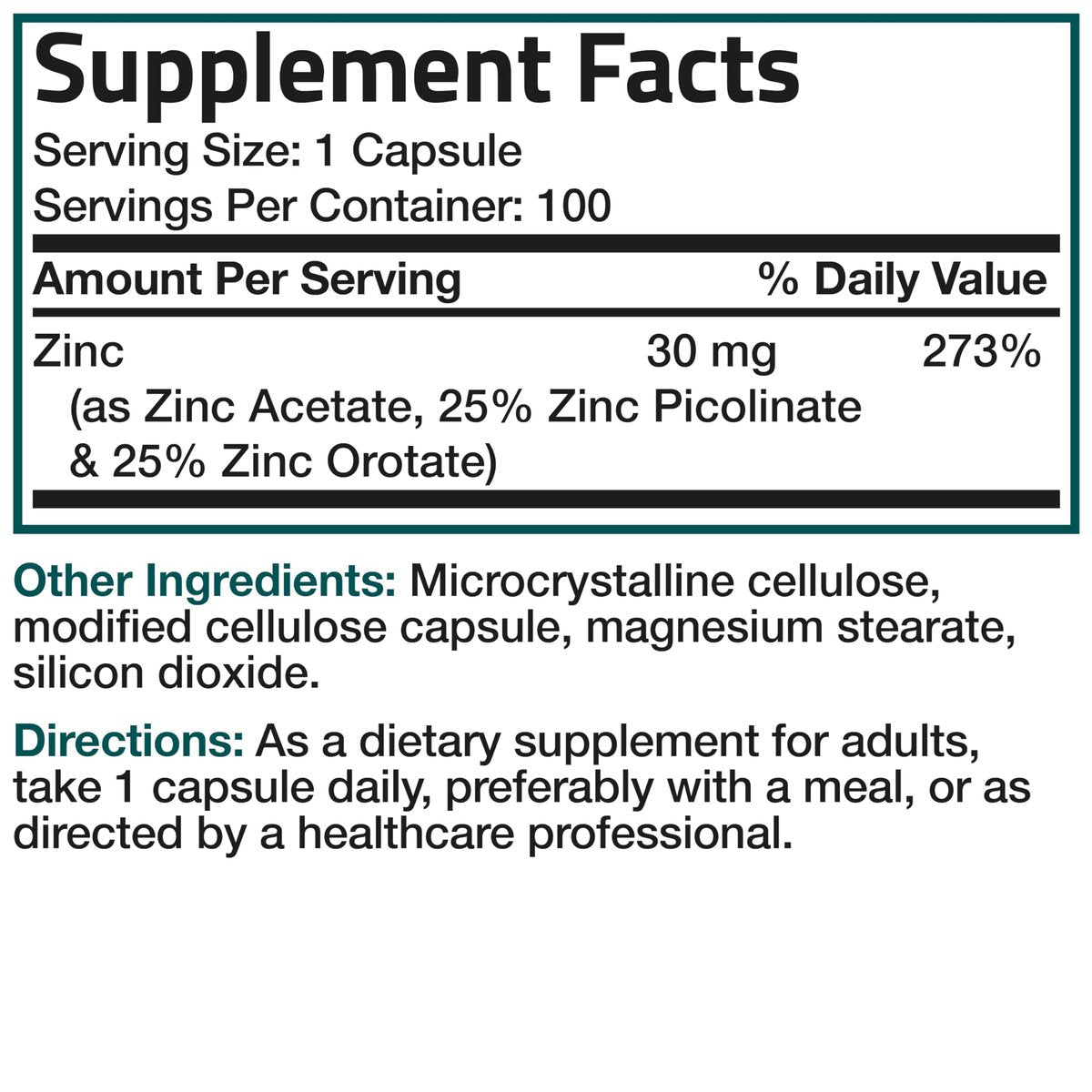 Bronson Zinc Triple Play 30 mg – Dreifache Immununterstützung mit Zinkacetat, Picolinat & Orotat – 100 vegane Kapseln