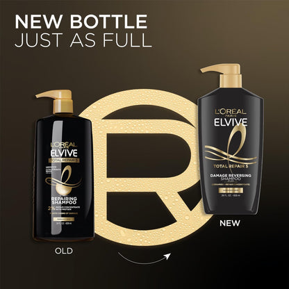 L'Oreal Paris Elvive Total Repair 5 Reparierendes Shampoo und Conditioner für geschädigtes Haar, 28 Unzen (2er-Pack)
