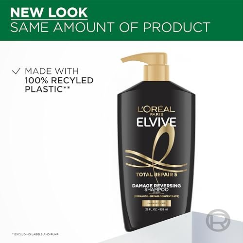 L'Oreal Paris Elvive Total Repair 5 Reparierendes Shampoo und Conditioner für geschädigtes Haar, 28 Unzen (2er-Pack)