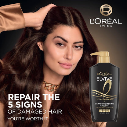 L'Oreal Paris Elvive Total Repair 5 Reparierendes Shampoo und Conditioner für geschädigtes Haar, 28 Unzen (2er-Pack)