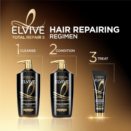 L'Oreal Paris Elvive Total Repair 5 Reparierendes Shampoo und Conditioner für geschädigtes Haar, 28 Unzen (2er-Pack)