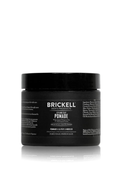 Brickell Men's Products Haarstyling Clay Pomade für Männer, natürliches & organisches Stylingprodukt mit starkem Halt und mattem Finish, für moderne Frisuren, 56 g, parfümiert