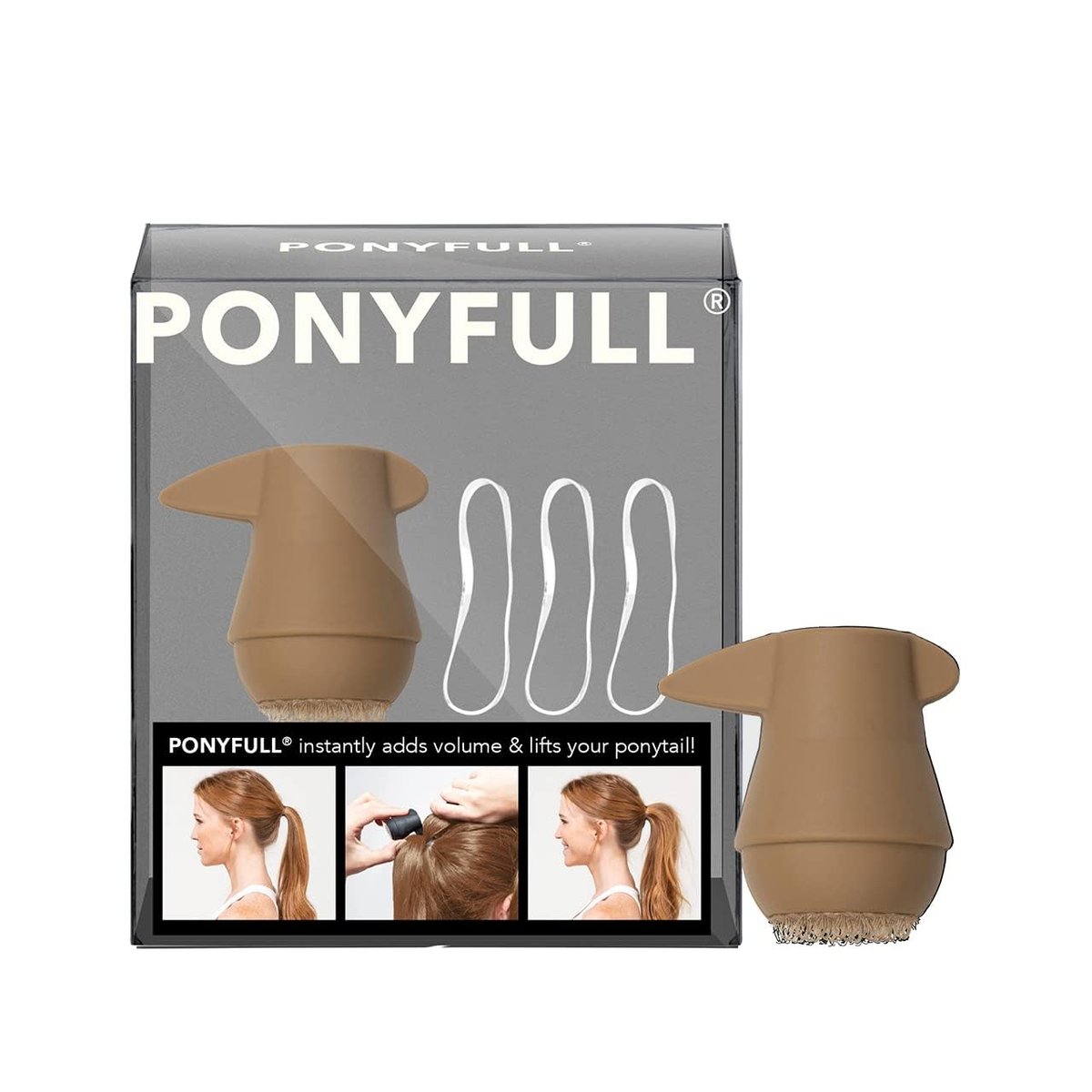Kitsch PONYFULL Haar-Volumizer für Pferdeschwanz – Volumen und Stil für Ihren Pferdeschwanz | Haar-Bun-Maker für Frauen | Inklusive 3 elastischen Haargummis ohne Zug | Ideales Geschenk für Frauen – (Blond)