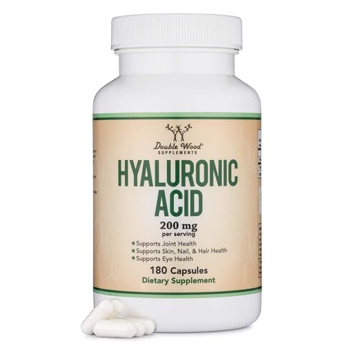 Double Wood Supplements Hyaluronsäure, 180 Kapseln (100 mg pro Kapsel)