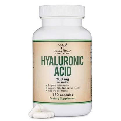 Double Wood Supplements Hyaluronsäure, 180 Kapseln (100 mg pro Kapsel)