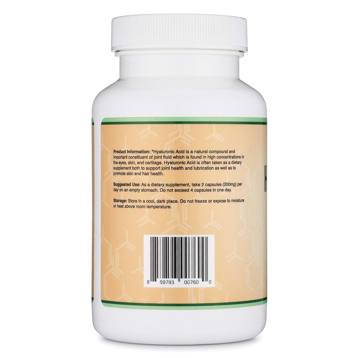 Double Wood Supplements Hyaluronsäure, 180 Kapseln (100 mg pro Kapsel)