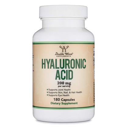Double Wood Supplements Hyaluronsäure, 180 Kapseln (100 mg pro Kapsel)