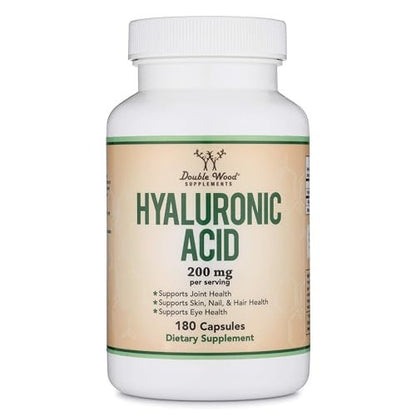 Double Wood Supplements Hyaluronsäure, 180 Kapseln (100 mg pro Kapsel)