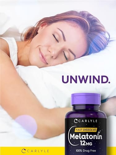 Carlyle Melatonin 12 mg Fast Dissolve 300 Tabletten | Arzneimittelfrei | Natürlicher Beerengeschmack | Vegetarisch, Nicht-GVO, Glutenfrei