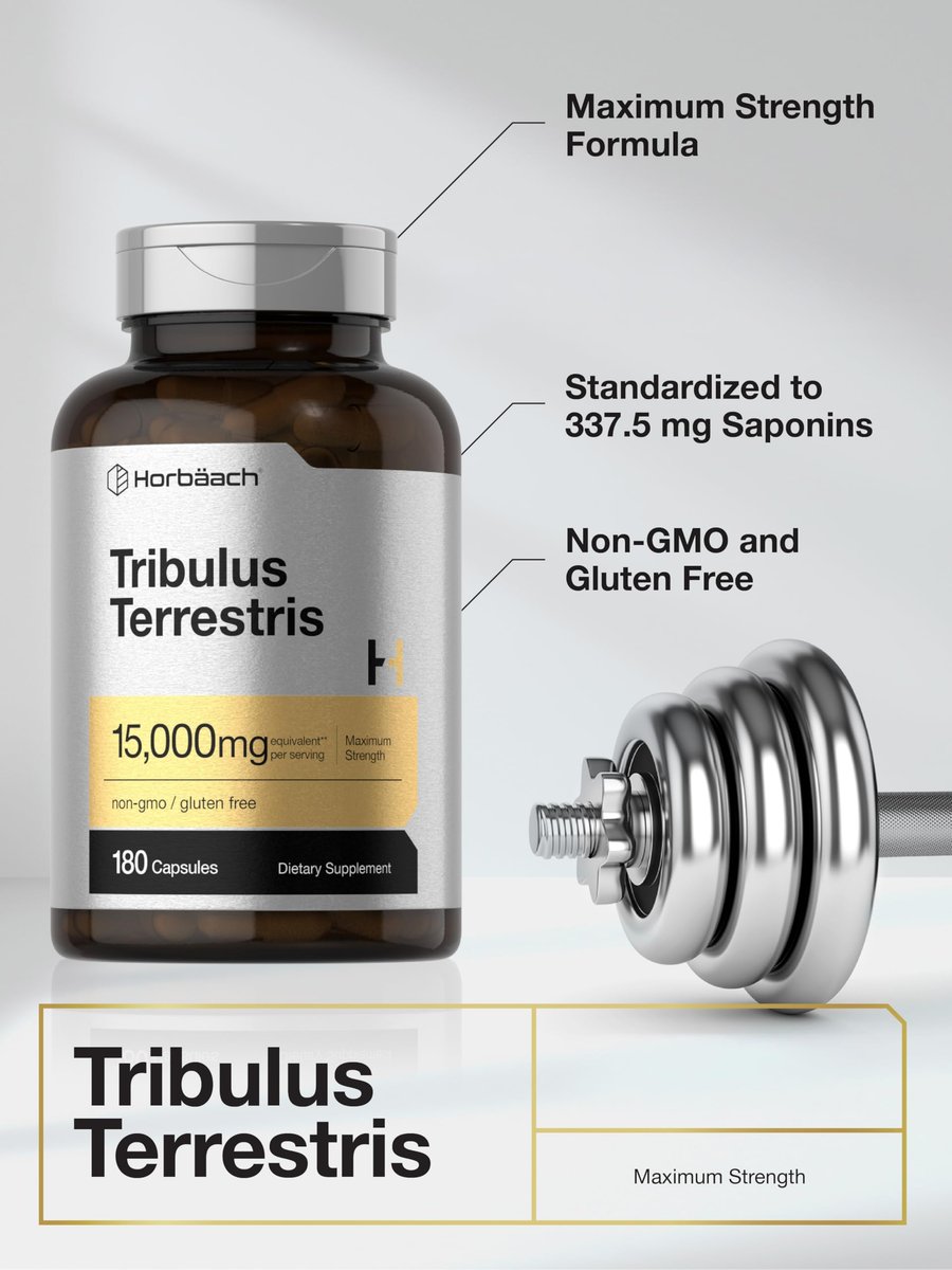 Horbäach Tribulus Terrestris für Männer | 180 Kapseln | Maximale Stärke | Non-GMO, Glutenfreies Extrakt-Präparat