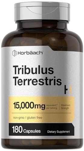 Horbäach Tribulus Terrestris für Männer | 180 Kapseln | Maximale Stärke | Non-GMO, Glutenfreies Extrakt-Präparat