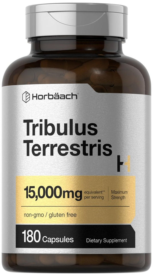 Horbäach Tribulus Terrestris für Männer | 180 Kapseln | Maximale Stärke | Non-GMO, Glutenfreies Extrakt-Präparat