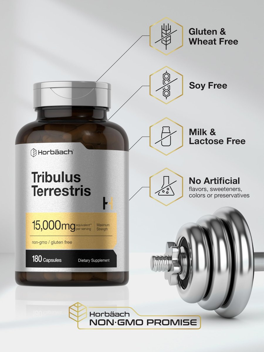 Horbäach Tribulus Terrestris für Männer | 180 Kapseln | Maximale Stärke | Non-GMO, Glutenfreies Extrakt-Präparat