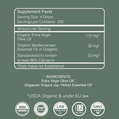 AROMAVITA Oregano Öl Tropfen 86–90 % Carvacrol – USDA Bio Liquid Oregano Öl – Flexible Dosierung – Immun- & Verdauungsunterstützung – Griechischer Oregano – 30 ml (1 fl.oz)